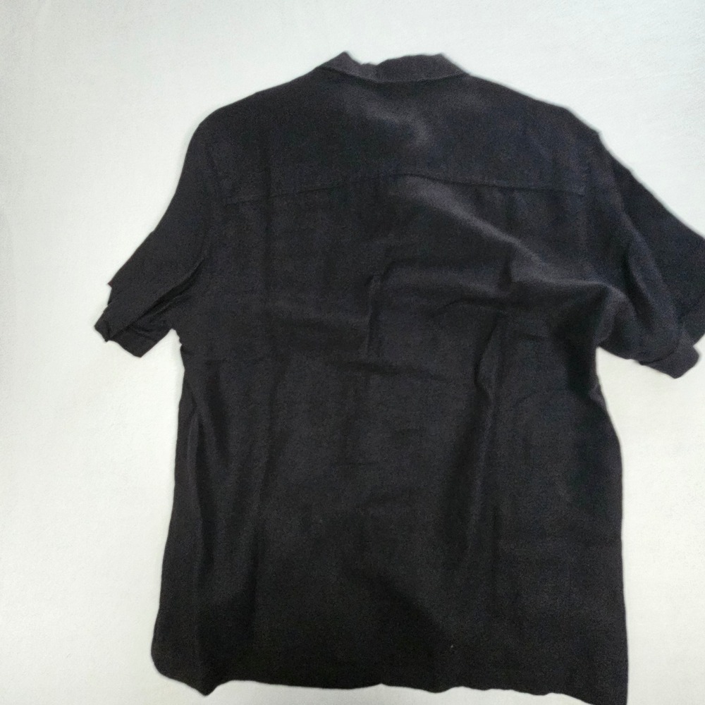 Havana Shirt Co Mens Large Black Linen Rayon Embroidered Palm Tree Bowling Shirt - Picture 7 of 7